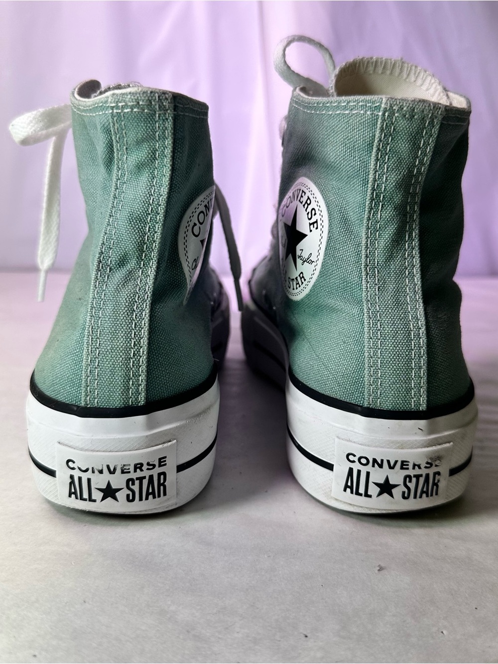 Converse High Top Sneakers Mint Green and White - Picture 6 of 10